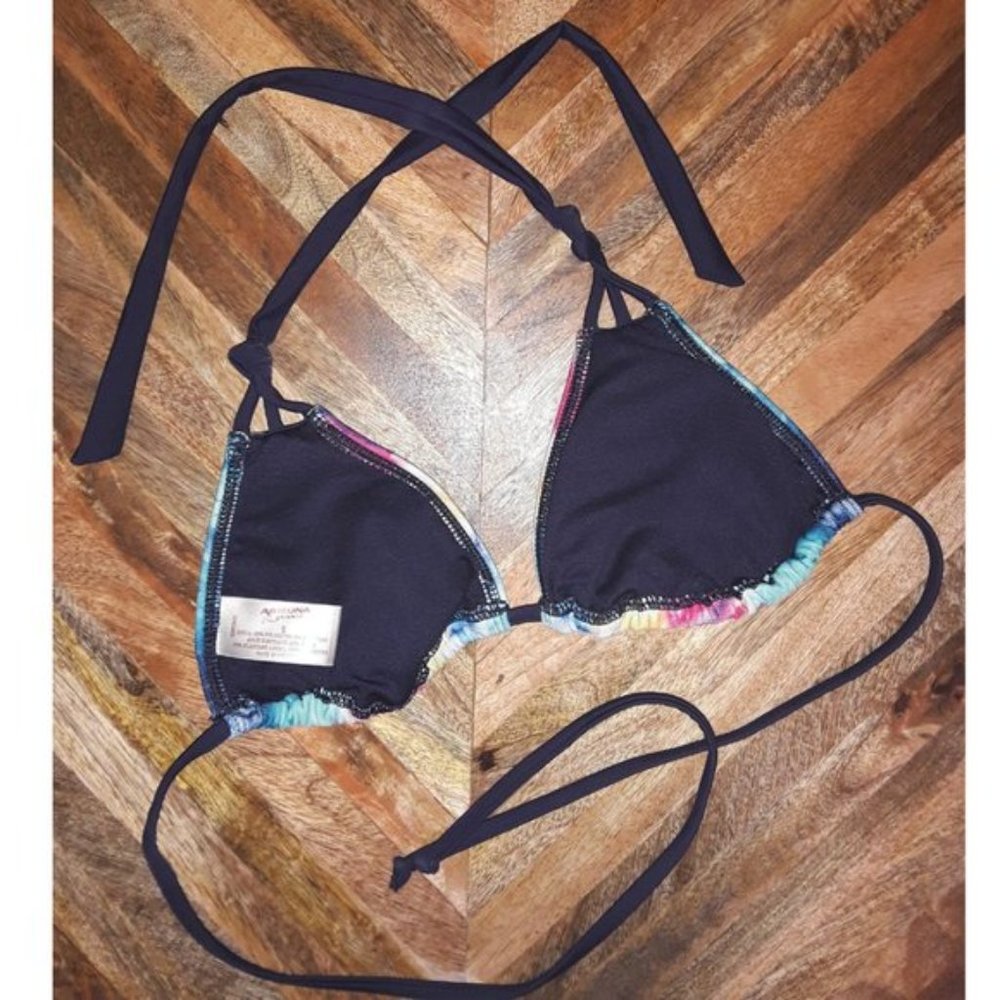 ARIZONA Navy Blue Colorful Tie-Dye Triangle String Y2K Bikini Set - Size S - Picture 7 of 11